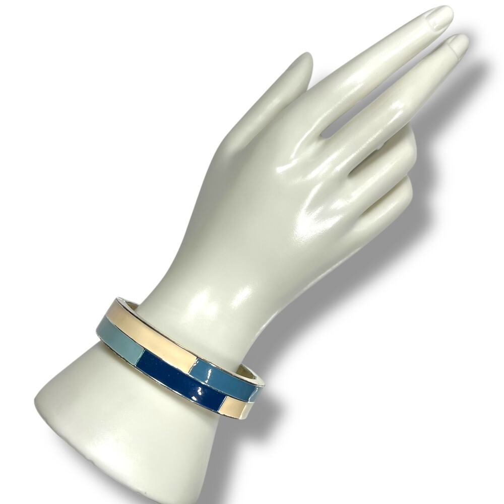 Womens Bangle Cuff Bracelet Fashion Jewelry Blue Cream Silver